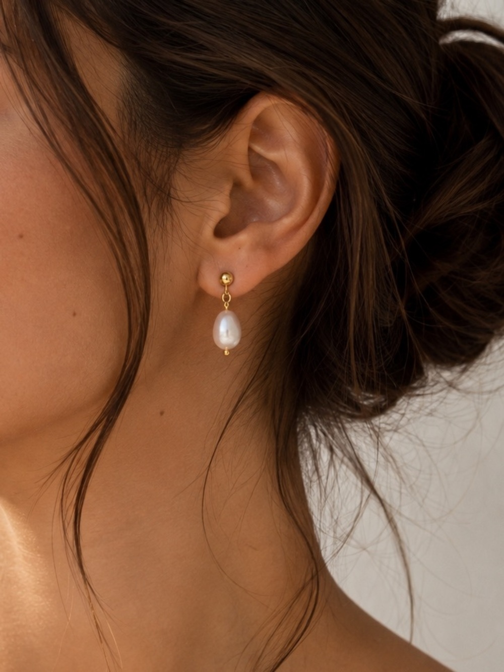 18K Gold Plated Pearl Drop Earrings